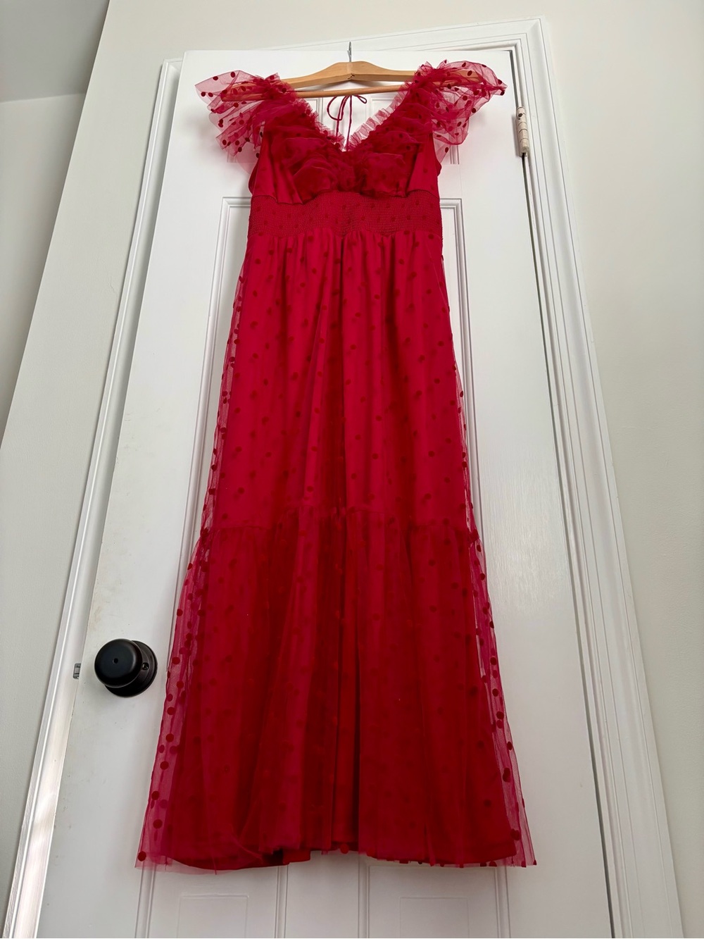 Adrianna by Adrianna Papell Dot Tulle Ruffle Dress in Size 4 NWT - Picture 3 of 16